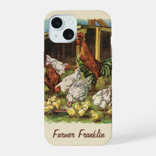 Antike Farmtiere, Hahn, Hühner, Küken iPhone 15 Hülle