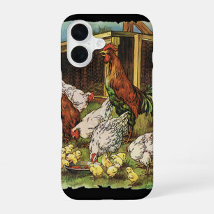 Antike Farmtiere, Hahn, Hühner, Küken iPhone 16 Hülle