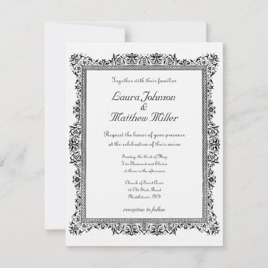 Antike fasste Hochzeits-Einladung ein Einladung (Vorderseite)