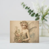 Antike Fee & Blumen Postkarte (Stehend Vorderseite)