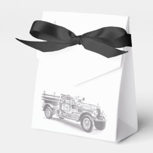antike Feuerwehrauto Bleistiftskizze Feuerwehrmann Geschenkschachtel