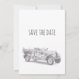 antike Feuerwehrauto Bleistiftskizze Feuerwehrmann Save The Date