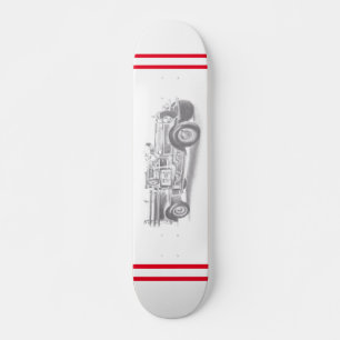 antike Feuerwehrauto Bleistiftskizze Feuerwehrmann Skateboard
