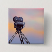 Antike Filmkamera Sonnenuntergang Button (Vorderseite)
