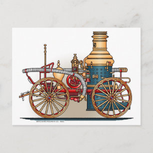 Antike Fire Truck Steam Pumper Postcard Postkarte
