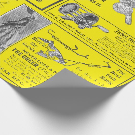 Antike Fischerei Fischerhäuser Anzeigen Circa 1909 Geschenkpapier (Ecke)