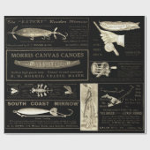 Antike Fischerei Fischerhäuser Anzeigen Circa 1909 Geschenkpapier (Flach)