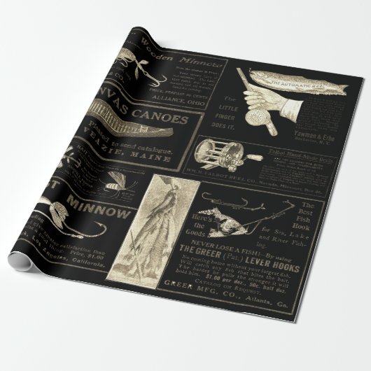 Antike Fischerei Fischerhäuser Anzeigen Circa 1909 Geschenkpapier (Ungerollt)