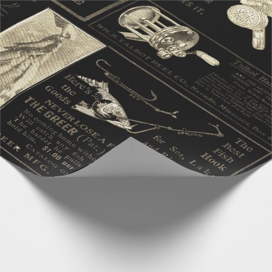 Antike Fischerei Fischerhäuser Anzeigen Circa 1909 Geschenkpapier (Ecke)