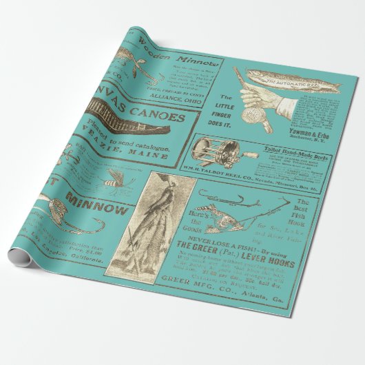 Antike Fischerei Fischerhäuser Anzeigen Circa 1909 Geschenkpapier (Ungerollt)