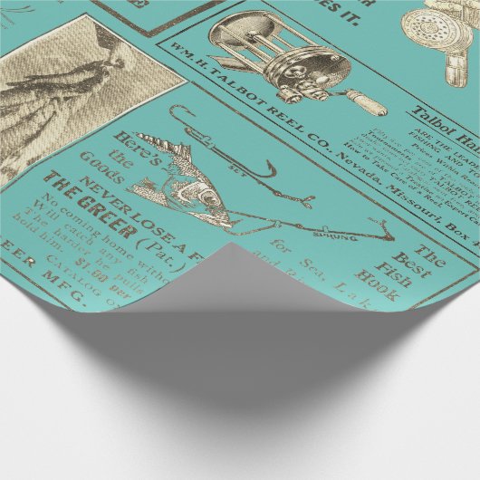 Antike Fischerei Fischerhäuser Anzeigen Circa 1909 Geschenkpapier (Ecke)