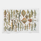 Antike Fischtafel Unterwasser Geschirrtuch (Horizontal)