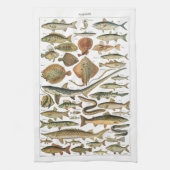 Antike Fischtafel Unterwasser Geschirrtuch (Vertikal)