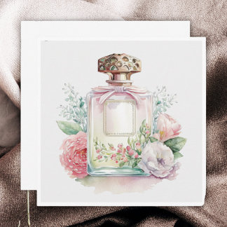 Antike flache Parfümflasche mit Blumenmuster Mitteilungskarte