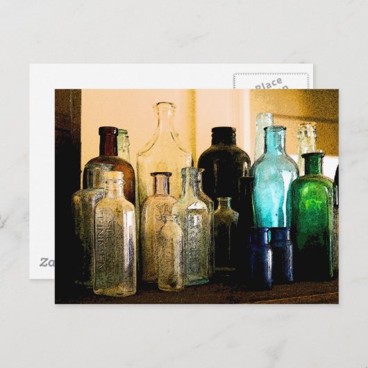 Antike Flaschen Postkarte (Vorne/Hinten)
