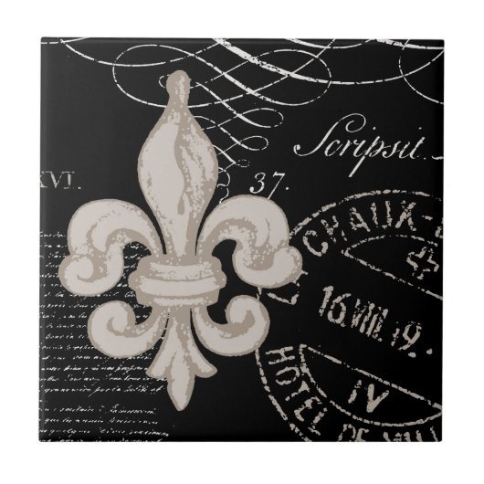 Antike Fleur de Lis...fliese Fliese (Vorderseite)
