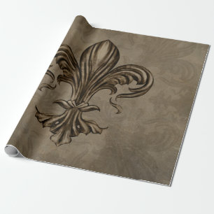 Antike Fleur-de-lis Sepia Geschenkpapier