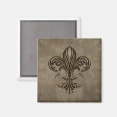 Antike Fleur-de-lis Sepia Magnet (Vorderseite/Rückseite)