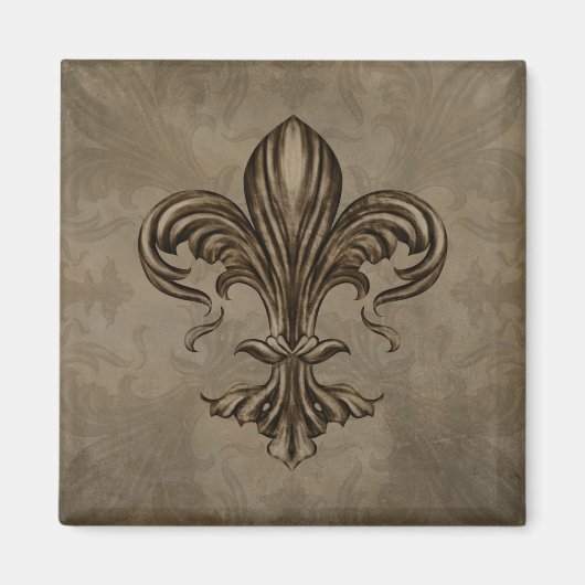 Antike Fleur-de-lis Sepia Magnet (Vorne)