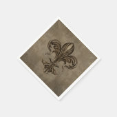 Antike Fleur-de-lis Sepia Serviette (Ecke)