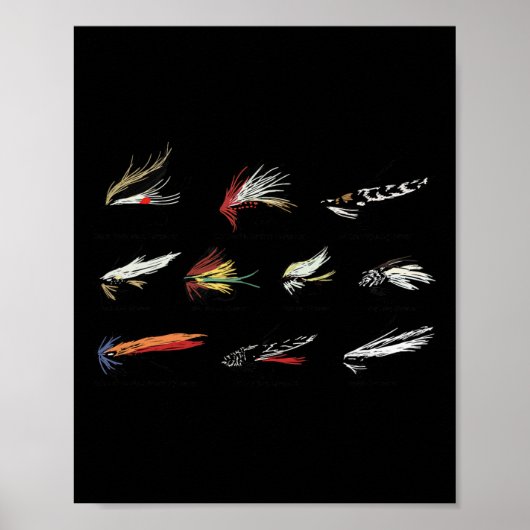 Antike Fliegenfischköder in Farbe Poster (Vorne)