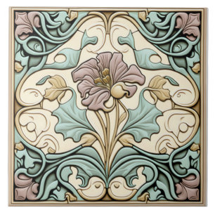 Antike Fliese, Art Nouveau Rosenblüte, Pastell Fliese