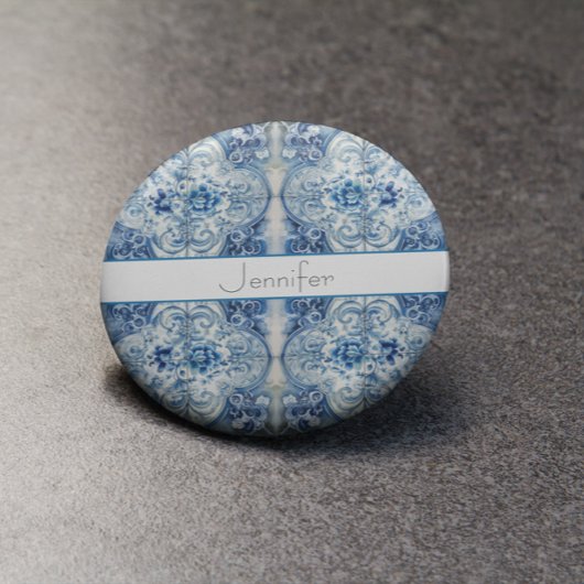 Antike Fliesen in Delft Blau, anpassbar Button