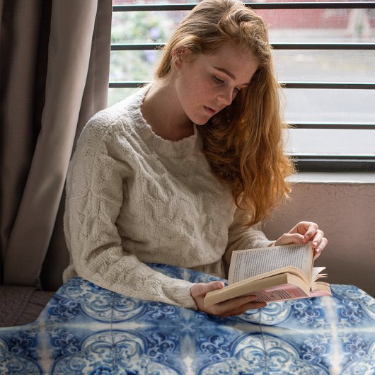 Antike Fliesen in Delft Blue Fleecedecke