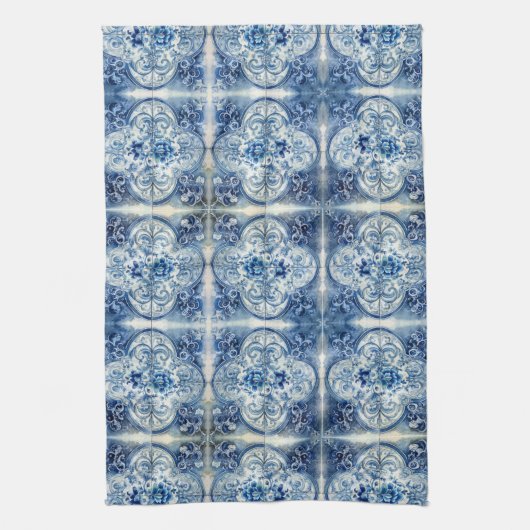 Antike Fliesen in Delft Blue Geschirrtuch (Vertikal)