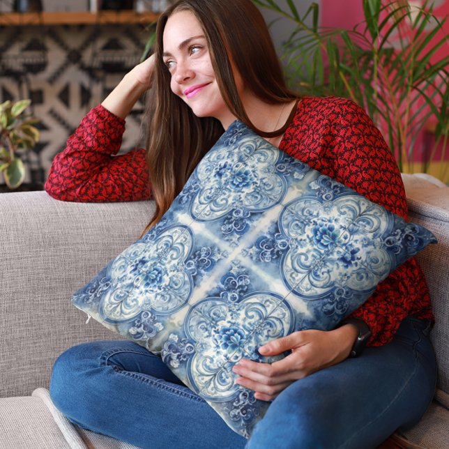 Antike Fliesen in Delft Blue Kissen (Von Creator hochgeladen)