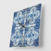 Antike Fliesen in Delft Blue Quadratische Wanduhr (Winkel)