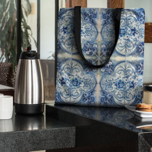Antike Fliesen in Delft Blue Tasche
