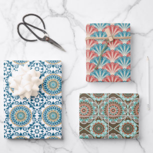 Antike Fliesenmuster Geschenkpapier Set