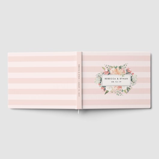 Antike Flora | Blush Stripe Wedding Gästebuch (Voll)