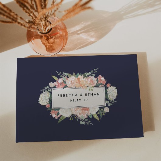 Antike Flora | Hochzeit von Blush & Navy Gästebuch