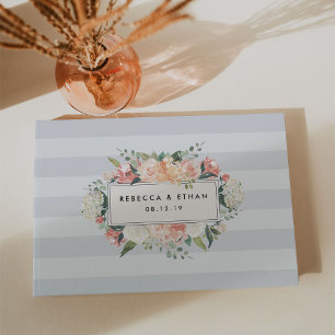 Antike Flora   Nimbus Gray Stripe Wedding Gästebuch