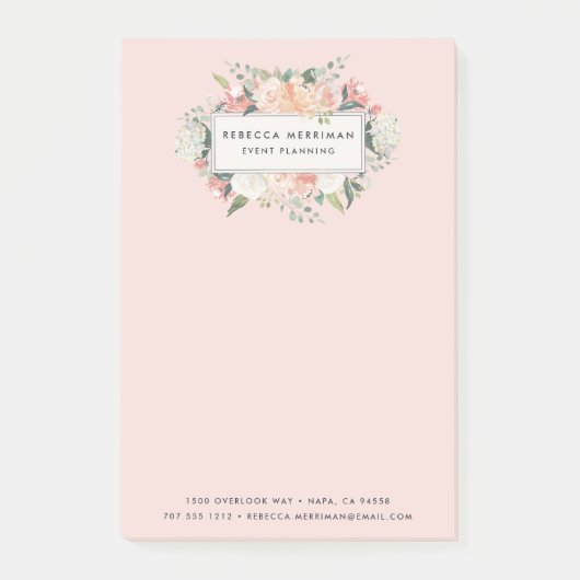 Antike Flora | Rosa Post-it Klebezettel (Vorderseite)