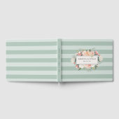 Antike Flora | Sage Green Stripe Wedding Gästebuch (Voll)
