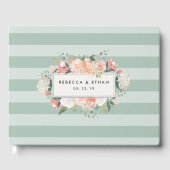Antike Flora | Sage Green Stripe Wedding Gästebuch (Vorderseite)