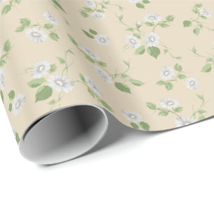 Antike Floral Weiße Gänseblümchen Französische Lan Geschenkpapier