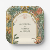 Antike Florale Art Nouveau Hochzeit Pappteller (Vorderseite)
