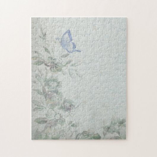 Antike Florale Blaue Puzzle (Vertikal)