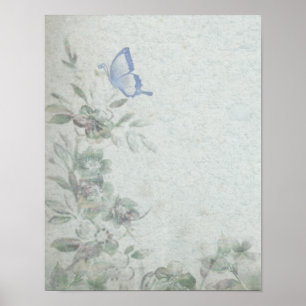 Antike Florale Blautöne Poster