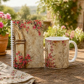 Antike Florale Bogen Beige Botanische Textur Kaffeetasse