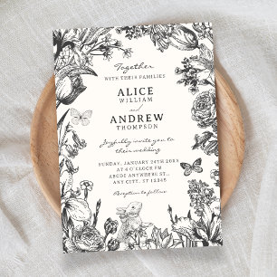 Antike florale botanische Hochzeit Einladung