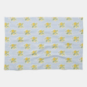 Antike Florale Butterblumen Blau Gestreift Geschirrtuch (Horizontal)