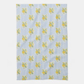 Antike Florale Butterblumen Blau Gestreift Geschirrtuch (Vertikal)