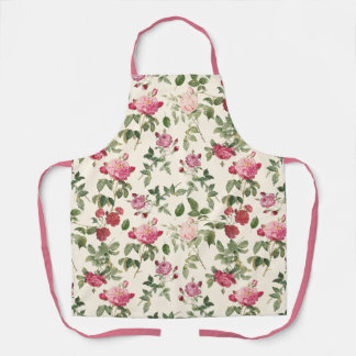Antike Florale Creme-Rosa Rose Schürze