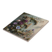 Antike florale gold teal Buchstabe E Fliese (Seite)