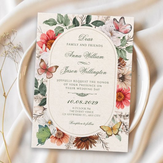 Antike Florale Hochzeit Einladung